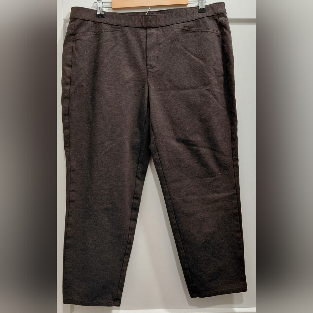 J. Jill Womens Brown  XL Petite Ponte Slim Leg Stretch Cropped